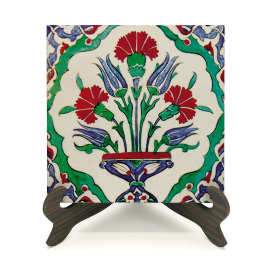 İznik Çini Deseni Printed Wooden Tabletop