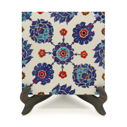 Rüstem Paşa Camii İznik Çini Deseni Printed Wooden Tabletop