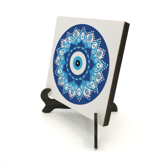 Nazar Boncuklu Desen Printed Wooden Tabletop