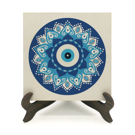Nazar Boncuklu Desen Printed Wooden Tabletop