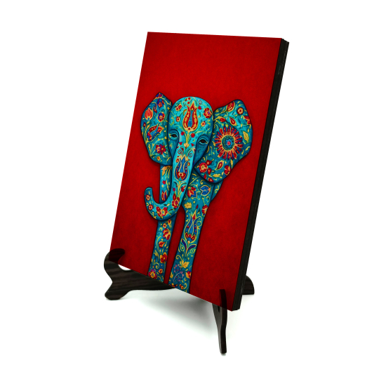 Motifli Fil Printed Wooden Tabletop