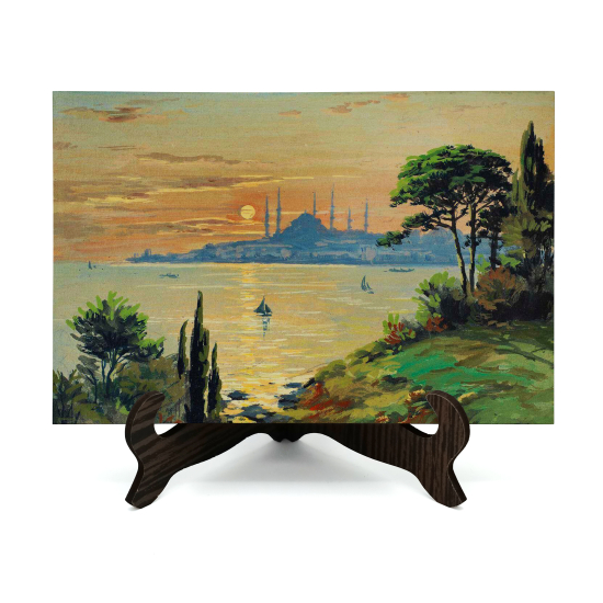 Sultan Ahmet Camii ve Gün Batımı Manzarası Printed Wooden Tabletop