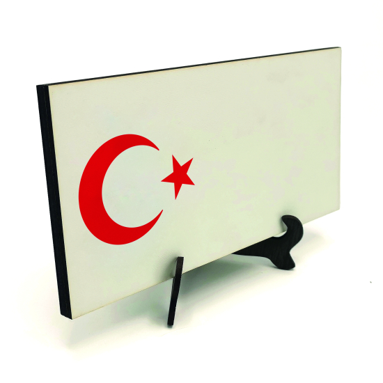 İsim Yazılabilir, Hilal Ay ve Yıldız Printed Wooden Tabletop