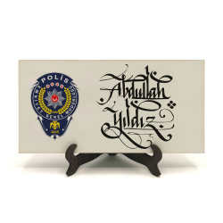 İsim Yazılabilir, Emniyet Genel Müdürlüğü Polis Logosu Printed Wooden Tabletop