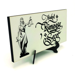 İsim Yazılabilir, Adalet Sembolü (Justitia / Themis) Printed Wooden Tabletop