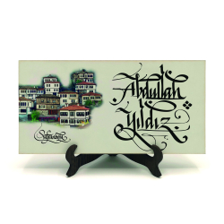 İsim Yazılabilir, Safranbolu Evleri Görseli Printed Wooden Tabletop