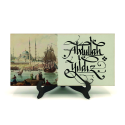 İsim Yazılabilir, 18.yy İstanbul Haliç Limanı ve Yeni Camii Tablosu Printed Wooden Tabletop