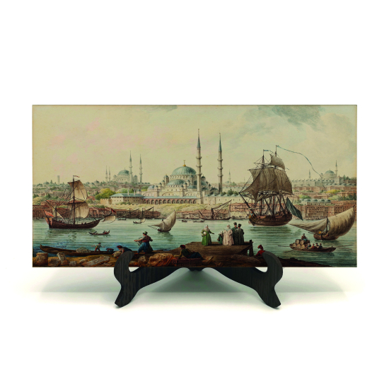 Old Istanbul View Printed Wooden Tabletop