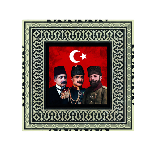 Üç Paşalar: Talat Paşa, Enver Paşa, Cemal Paşa Baskılı Ahşap Tablo
