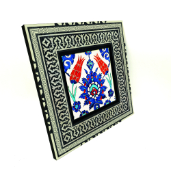 Çini Deseni Baskılı Ahşap Tablo