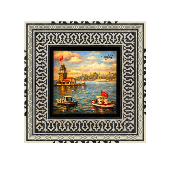 İstanbul Kız Kulesi Manzarası Printed Wooden Frame