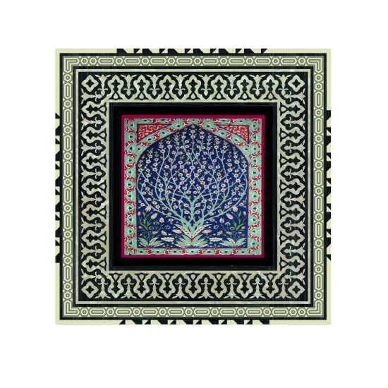 İznik Çini Deseni Baskılı Ahşap Tablo