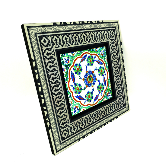 Osmanlı Çini Deseni (Mesih Mehmet Paşa Camii) Printed Wooden Frame