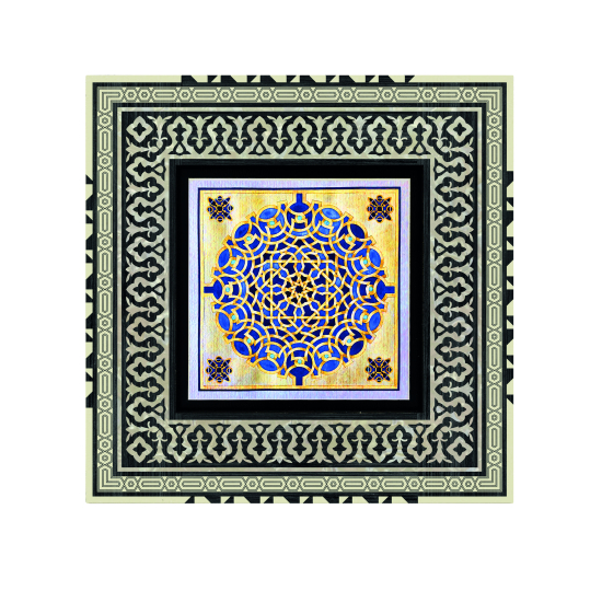 Geometrik Desen Baskılı Ahşap Tablo