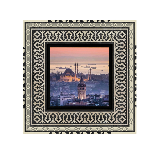 Galata Kulesi ve Süleymaniye Camii Baskılı Ahşap Tablo