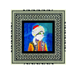 Sarıklı Osmanlı Kedisi Baskılı Ahşap Tablo