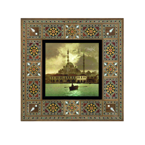 İstanbul'da Ayışığı (1890'lar) Haliç Manzarası Printed Wooden Frame