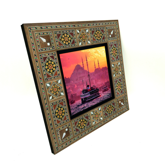 Süleymaniye Camii ve Vapur Fotoğrafı Baskılı Ahşap Tablo