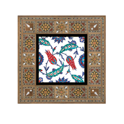 İznik Çini Deseni Printed Wooden Frame