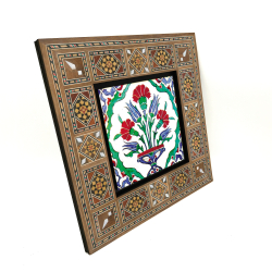 İznik Çini Deseni Printed Wooden Frame