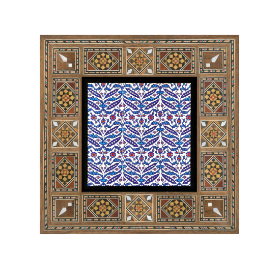 İznik Çini Deseni (Rüstem Paşa Camii) Baskılı Ahşap Tablo