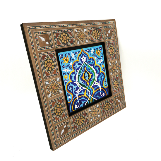 Cuma Camii Çinisi-İran Printed Wooden Frame