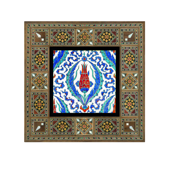 Rüstempaşa Camisi Çini Deseni Baskılı Ahşap Tablo