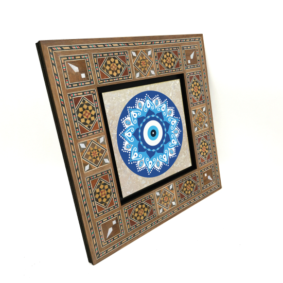 Nazar Boncuklu Desen Printed Wooden Frame