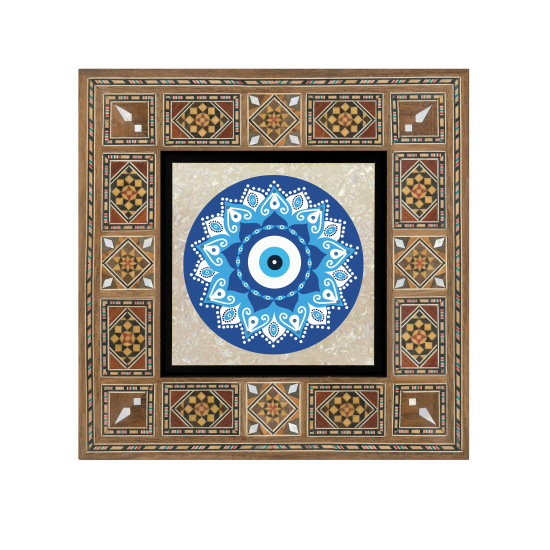 Nazar Boncuklu Desen Printed Wooden Frame