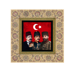 Üç Paşalar: Talat Paşa, Enver Paşa, Cemal Paşa Baskılı Ahşap Tablo