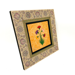 5 Çiçekli Karanfil Ebrusu Printed Wooden Frame