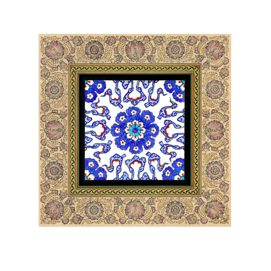 Osmanlı İznik Çini Deseni (Rüstem Paşa Camii) Baskılı Ahşap Tablo