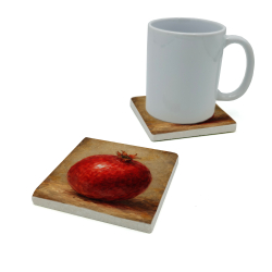 Bereket Sembolü Nar Printed Natural Stone Coaster