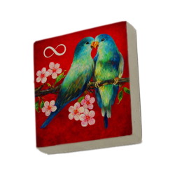 Çifte Kuşlar Printed Natural Stone Magnet