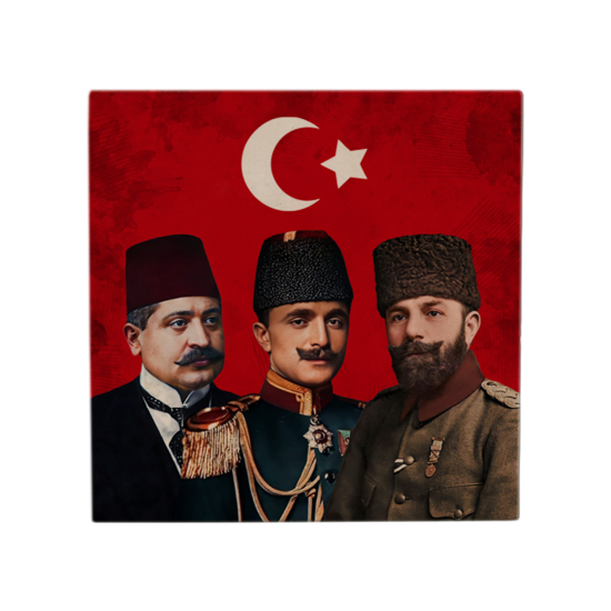 Üç Paşalar: Talat Paşa, Enver Paşa, Cemal Paşa Baskılı Doğal Taş Magnet