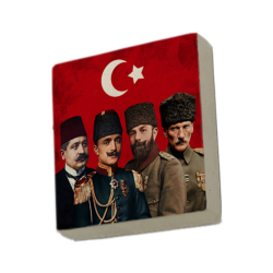 Üç Paşalar ve Mustafa Kemal Paşa Baskılı Doğal Taş Magnet