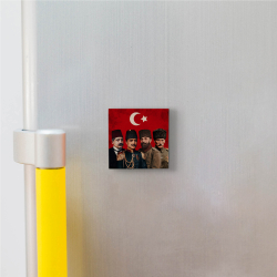 Üç Paşalar ve Mustafa Kemal Paşa Baskılı Doğal Taş Magnet