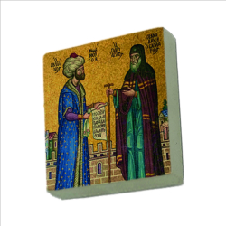 Fatih Sultan Mehmet ve Rum Ortodoks Patriği Mozaiği Printed Natural Stone Magnet