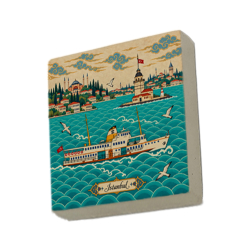 Istanbul and Maiden's Tower View Printed Natural Stone Magnet