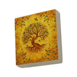 Motifli Yaşam Ağacı Sembolü Printed Natural Stone Magnet