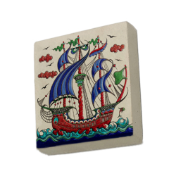 Kalyon Çini Deseni Baskılı Doğal Taş Magnet