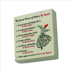Mevlana'nın 7 Öğüdü (İngilizce) Printed Natural Stone Magnet