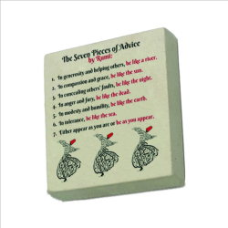 Mevlana'nın 7 Öğüdü (İngilizce) Printed Natural Stone Magnet