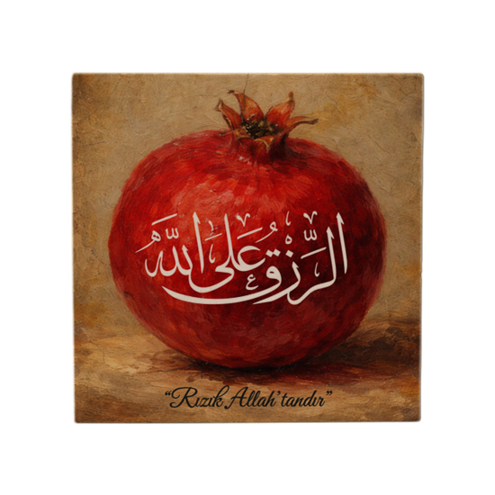"Rızık Allah'tandır" Baskılı Doğal Taş Magnet