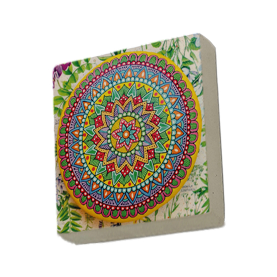 Mandala Desen Baskılı Doğal Taş Magnet