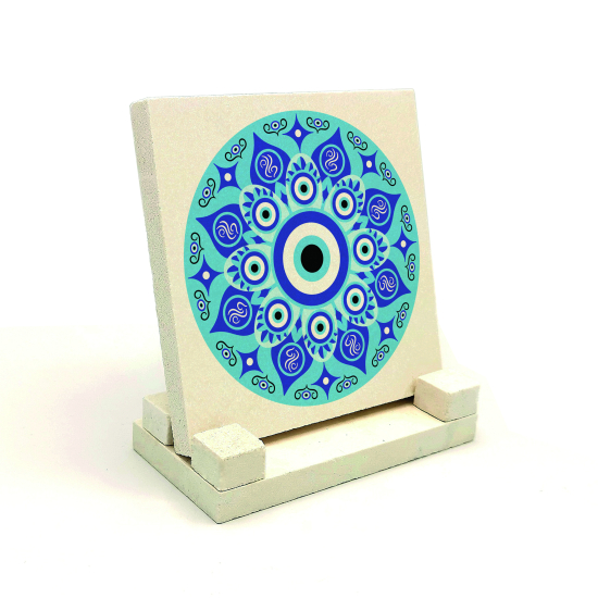 Nazar Boncuğu Deseni Printed Natural Stone Tabletop