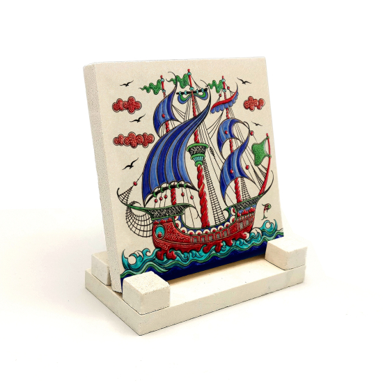 Kalyon Çini Deseni Printed Natural Stone Tabletop