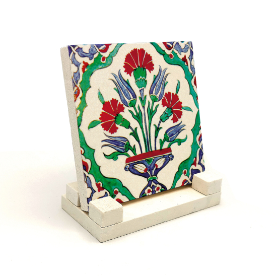 İznik Çini Deseni Printed Natural Stone Tabletop
