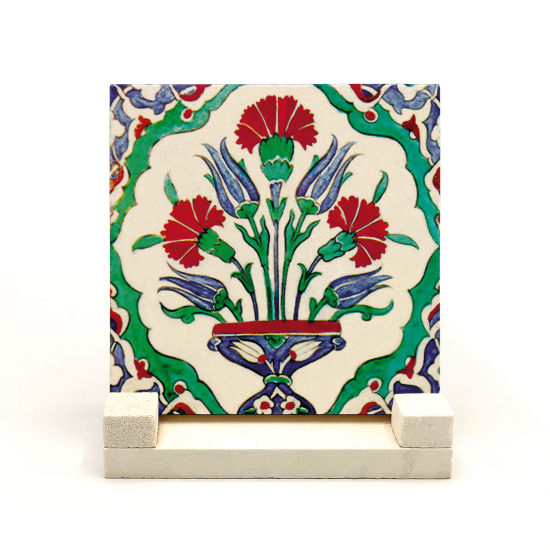 İznik Çini Deseni Printed Natural Stone Tabletop