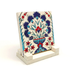 Topkapı Sarayı Harem Dairesi'nden Bir Çini Deseni Printed Natural Stone Tabletop